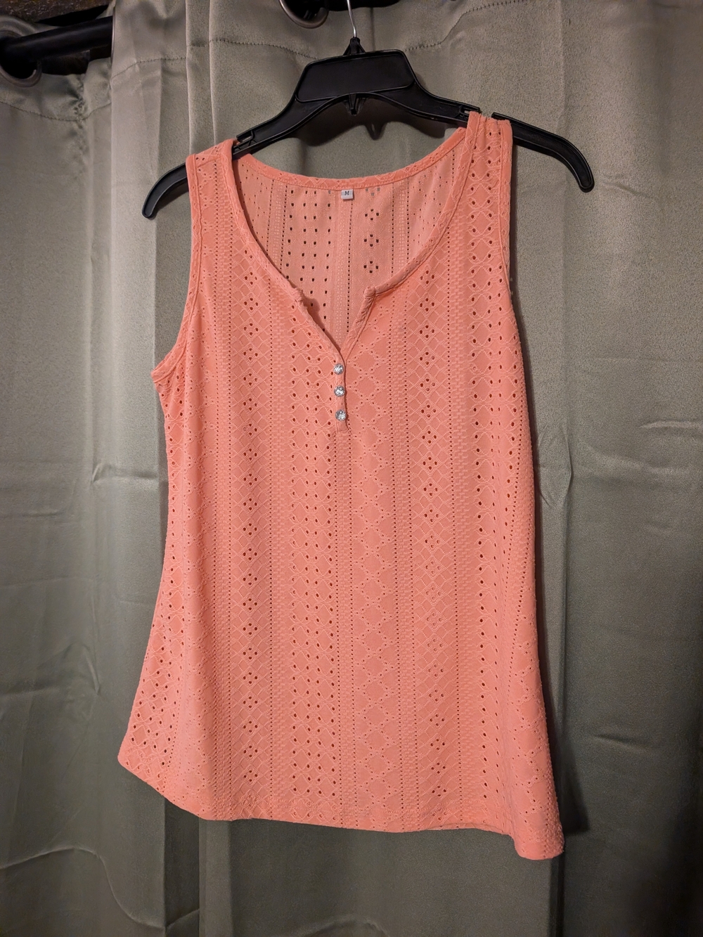 Women's Peach Eyelet Sleeveless Top - Brand: